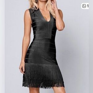 Venus Black Tassel Cocktail Party Dress Size 10